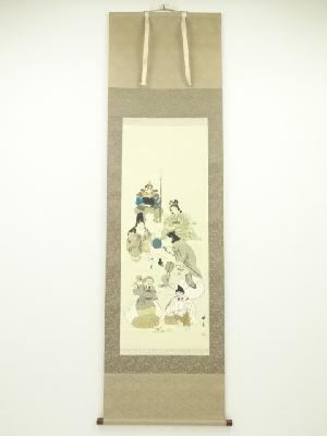 瑞雲筆　七福神　肉筆絹本掛軸（共箱）